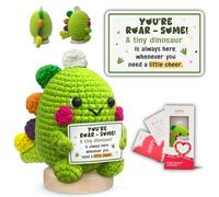 Gossby Handmade Positive Dinosaur Crochet - Inspirational Gift for Women - You’re Roar-Some! A Tiny Dinosaur is Always here Whenever You Need a Little Cheer.