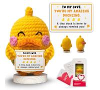 Gossby Handmade Positive Duck Crochet - to My Love You're Amazing Duckling - Gift for Husband, Boyfriend - Romantic Anniversary, Valentines, Christmas, Birthday Gift for Him from Wife, Girlfriend