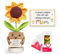 Gossby Handmade Positive Sunflower Crochet with Message - It Doesn’t Matter How Old I get, I Always Need You, Mom