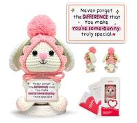 Gossby Positive Bunny Crochet - Never Forget The Difference You Make - Inspirational Gift for Women - Christmas, Birthday, Emotional Support, Positive Energy Gift for Friend, Coworker, Teacher, Mom