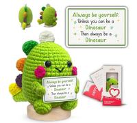 Gossby Positive Dino Shape 1 Crochet with Emotional Message - Christmas, Graduation, Birthday Gift - Handmade Crochet Animal Decor (Always Be Yourself. Unless You Can Be A Dinosaur)