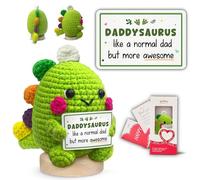Gossby Positive Dino Shape 1 Crochet with Emotional Message - Christmas, Graduation, Birthday Gift - Handmade Crochet Animal Decor (Daddysaurus Like A Normal Dad)