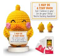 Gossby Positive Duck Crochet with Message - I May BE A Tiny Duck - Inspirational Gift for Women, Men - Christmas, Birthday, Emotional Support, Positive Energy Gift for Friend, Coworker