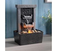 GOSSI 10.3 in Indoor Waterfall Fountain Relaxation High Pressure Water Pumps Tabletop Fountain Nature Feeling Water Fountains with Reflective Lighting/River Rocks Home/Office Decoration