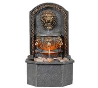 GOSSI 10.3 in Tall Tabletop Fountain Classic Lion Head Polyresin Indoor Zen Waterfall Fountain w/ Cobblestone Soothing Sounds for Office and Home Decor