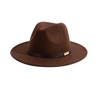 Gossifan Fedora Hats for Men Wide Brim Panama Hat with Classic Belt, B-Belt Coffee, Medium