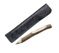 Gossip Boy Vintage Craving Design Leather Single Pen Case Holder Handmade Fountain Pen Pouch Bag Soft Pencil Protective Sleeve Cover, Blue
