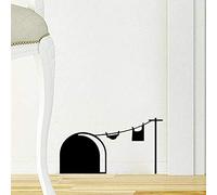 Gossip Boy Vinyl Wall Sticker Black For Kids - Cute Little Mouse and Mouse hole Series - Inspired Wall Art Animal Mural for Living Room Baby Room Home Kindergarten Decor
