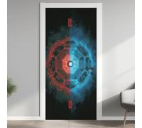 Gossip Oriental Door Stickers Waterproof Peel and Stick Door Mural, Bagua Diagram 3D Door Stickers Self Adhesive Wall Sticker, Feng Shui Compass Murals Vinyl Wallpaper Home Decor 75x200 cm