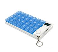GossipBoy Detachable Portable 7 Day 28 Slot Weekly Electronic Timing Pill Case Alarm Timer Medicine Reminder Storage Organizer Box Travel Tablets Holder for Old People, Blue
