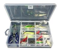 GossipBoy Fishing Lure Kits Mixed Universal Assorted Fishing Lure Set with Fishing Tackle Box - Including Spinners, VIB, Treble Hooks, Single Hooks, etc for Freshwater Saltwater Fishing (42Pcs)