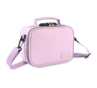 Gosstek Pink PU Leather Travel Storage Bag with Combination Lock, Heavy Duty Organizers Carrier Box case with Shoulder Strap for Home and Travel, Great Gift for Women.
