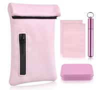 Gosstek Pocket Size Storage Bag with 3 Small Accessories, PU Leather Small Storage Case and Great Gift for Women, Portable Pocket Pouch for Home and Travel., Pink Set, Stylish