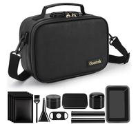 Gosstek PU Leather Smell Proof Bag with 10 PCS Accessories, Portable Smell Proof Box Case with Lock and Great Gift for Women, Multi-Use Storage Containers 9 X 6 X 4 Inches (Black)