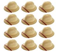 GOSTYLES Adults Explorer Safari Pith Helmet, Mens Womens Jungle Adventurer Sun Hat Fancy Dress Costume Accessory Ideal for Hunter, Explorer, Travel & Party In Pack of 12