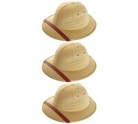 GOSTYLES Adults Explorer Safari Pith Helmet, Mens Womens Jungle Adventurer Sun Hat Fancy Dress Costume Accessory Ideal for Hunter, Explorer, Travel & Party In Pack of 3