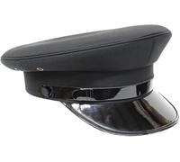 GOSTYLES Black Chauffeur Hat for Adults - Classic Driver Cap with Glossy Visor, Unisex Costume Accessory for Limo Driver, Doorman, Cosplay, Halloween & Themed Parties