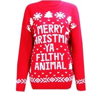 GOSTYLES® Boys Girls Knitted Christmas YA Filthy Animal Jumper, Kids Unisex Xmas Long Sleeve Top Funny Novelty Merry Christmas Sweater (Red, 13 Years)