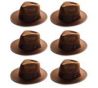 GOSTYLES Children's 1920s Gangster Costume Trilby Fedora Hat, Kids Fancy Dress School Play Party Accessory in Brown - Sizes 55cm - Pack of 24