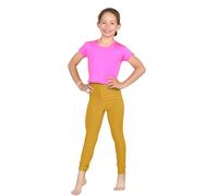 GOSTYLES® Girls Full Length Stretchy Gymnastics Sports Activewear Viscose Leggings, Kid Soft Comfortable Elastic Waist Plain Trousers (Camel, 9-10 Years)
