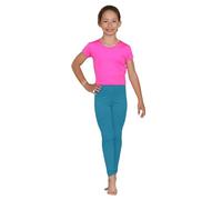 GOSTYLES® Girls Full Length Stretchy Gymnastics Sports Activewear Viscose Leggings, Kid Soft Comfortable Elastic Waist Plain Trousers (Teal, 9-10 Years)