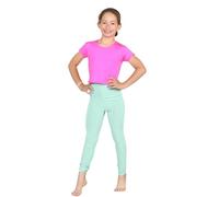 GOSTYLES® Girls Full Length Stretchy Gymnastics Sports Activewear Viscose Leggings, Kid Soft Comfortable Elastic Waist Plain Trousers (Mint, 11-12 Years)
