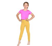 GOSTYLES® Girls Full Length Stretchy Gymnastics Sports Activewear Viscose Leggings, Kid Soft Comfortable Elastic Waist Plain Trousers (Mustard, 9-10 Years)