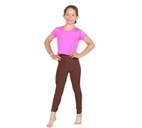 GOSTYLES® Girls Full Length Stretchy Gymnastics Sports Activewear Viscose Leggings, Kid Soft Comfortable Elastic Waist Plain Trousers (Brown, 11-12 Years)