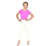 GOSTYLES® Girls Full Length Stretchy Gymnastics Sports Activewear Viscose Leggings, Kid Soft Comfortable Elastic Waist Plain Trousers (Cream, 11-12 Years)