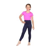 GOSTYLES® Girls Full Length Stretchy Gymnastics Sports Activewear Viscose Leggings, Kid Soft Comfortable Elastic Waist Plain Trousers (Navy, 11-12 Years)