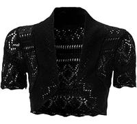 GOSTYLES® Girls Short Sleeve Knitted Bolero Shrug, Kids Summer Cover Up Front Open Cropped Cardigan Sweater (Black, 7-8 Years)