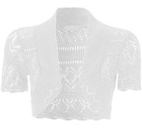 GOSTYLES® Girls Short Sleeve Knitted Bolero Shrug, Kids Summer Cover Up Front Open Cropped Cardigan Sweater (White, 7-8 Years)