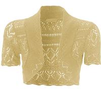 GOSTYLES® Girls Short Sleeve Knitted Bolero Shrug, Kids Summer Cover Up Front Open Cropped Cardigan Sweater (Stone, 13-14 Years)
