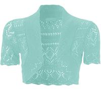 GOSTYLES® Girls Short Sleeve Knitted Bolero Shrug, Kids Summer Cover Up Front Open Cropped Cardigan Sweater (Mint, 11-12 Years)