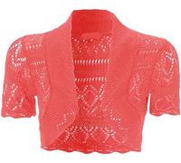 GOSTYLES® Girls Short Sleeve Knitted Bolero Shrug, Kids Summer Cover Up Front Open Cropped Cardigan Sweater (Coral, 11-12 Years)