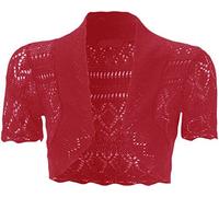 GOSTYLES® Girls Short Sleeve Knitted Bolero Shrug, Kids Summer Cover Up Front Open Cropped Cardigan Sweater (Fuchsia, 13-14 Years)