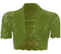 GOSTYLES® Girls Short Sleeve Knitted Bolero Shrug, Kids Summer Cover Up Front Open Cropped Cardigan Sweater (Lime, 9-10 Years)