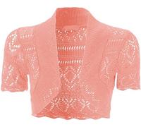 GOSTYLES® Girls Short Sleeve Knitted Bolero Shrug, Kids Summer Cover Up Front Open Cropped Cardigan Sweater (Baby Pink, 11-12 Years)