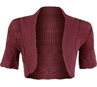 GOSTYLES® Girls Short Sleeve Knitted Bolero Shrug, Kids Summer Cover Up Front Open Cropped Cardigan Sweater (Wine, 9-10 Years)