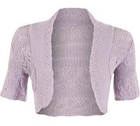 GOSTYLES® Girls Short Sleeve Knitted Bolero Shrug, Kids Summer Cover Up Front Open Cropped Cardigan Sweater (Lilac, 13-14 Years)