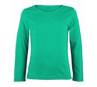 Gostyles® Kids Boy Girls Plain Basic Long Sleeve Round Neck T-Shirt Unisex Children Stretch Uniform PE School Tee Top (Jade Green, 11/12 Years)