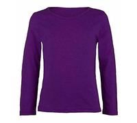 Gostyles® Kids Boy Girls Plain Basic Long Sleeve Round Neck T-Shirt Unisex Children Stretch Uniform PE School Tee Top (Purple, 13 Years)