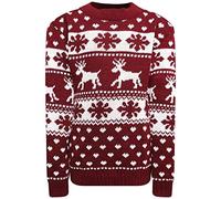GOSTYLES® Kids Christmas Jumper Unisex 3D Knitted Xmas Sweater Pullover for Boys Girls Reindeer Rudolph Christmas Tree Novelty Design (Reindeer Snowflake Wine, 7-8 Years)