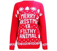 GOSTYLES® Kids Christmas Jumper Unisex 3D Knitted Xmas Sweater Pullover for Boys Girls Reindeer Rudolph Christmas Tree Novelty Design (Filthy Animal Red, 11-12 Years)