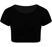GOSTYLES® Kids Girls Neon Plain Short Sleeve Crop Tops, Summer T-Shirt Tee Top for Dance, Gymnastics, Fancy Dress & Casual Wear Top (Black, 11-12 Years)