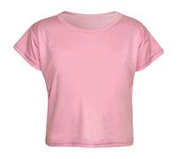 GOSTYLES® Kids Girls Neon Plain Short Sleeve Crop Tops, Summer T-Shirt Tee Top for Dance, Gymnastics, Fancy Dress & Casual Wear Top (Baby Pink, 7-8 Years)