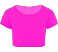 GOSTYLES® Kids Girls Neon Plain Short Sleeve Crop Tops, Summer T-Shirt Tee Top for Dance, Gymnastics, Fancy Dress & Casual Wear Top (Neon Pink, 9-10 Years)