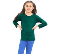 GOSTYLES® Kids Long Sleeve T-Shirts Boys Girls Stretchy Round Neck School Top, Children Soft Comfortable Viscose Casual Everyday Wear Shirt (Bottle Green, 11-12 Years)
