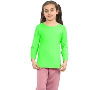 GOSTYLES® Kids Long Sleeve T-Shirts Boys Girls Stretchy Round Neck School Top, Children Soft Comfortable Viscose Casual Everyday Wear Shirt (Neon Green, 5-6 Years)