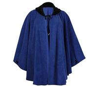 GOSTYLES Ladies Batwing Fleece Poncho Cape with Faux Fur Collar Tie Front Winter Coat, Womens Soft Warm Elegant Oversized Outerwear Wrap Jacket (Blue, 16-28)